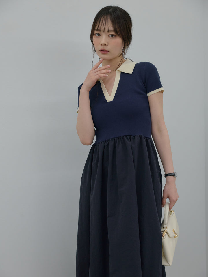 【Essential】POLO docking half sleeve one piece