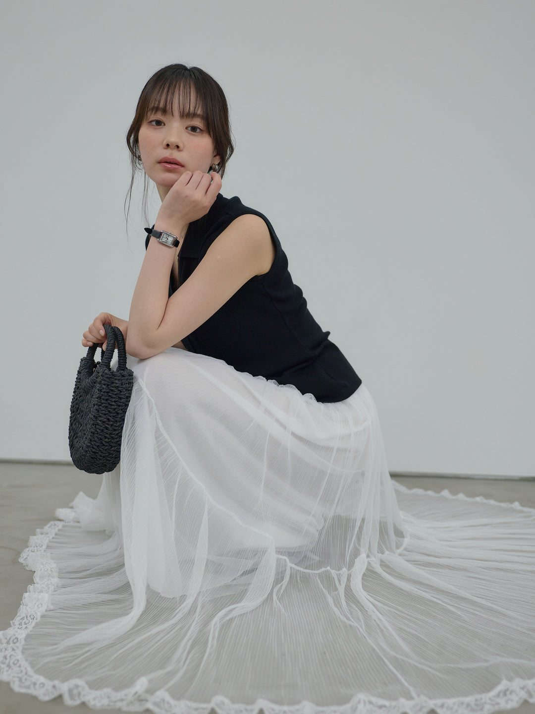 【SET】【Essential】Pocket design rib knit no-sleeve tops+【Essential】Pocket design rib knit no-sleeve tops(2set)