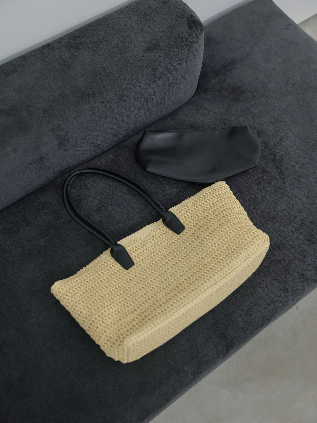 ポーチ付きホリゾンタルカゴトートBAG