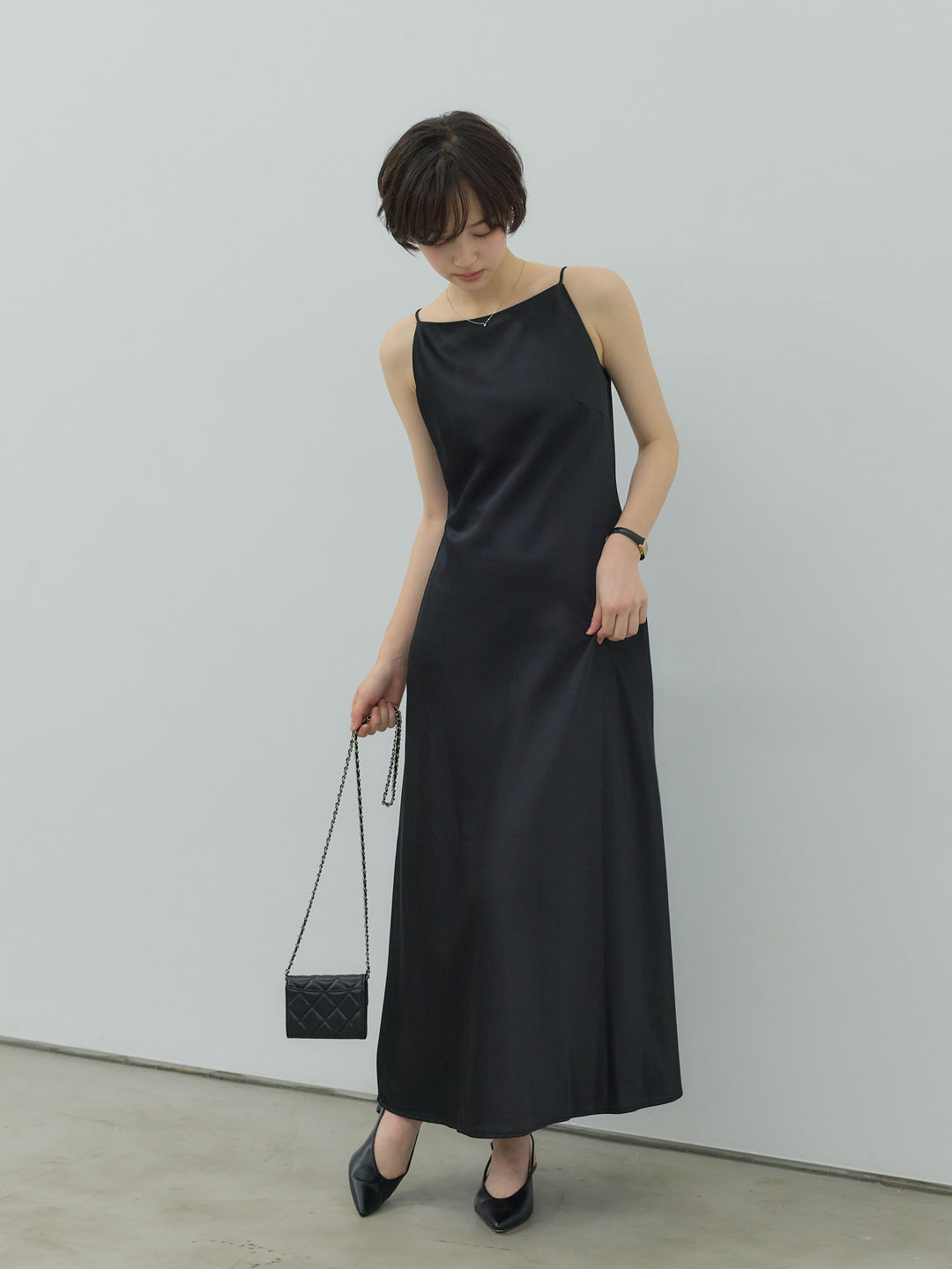 レーヨンリネンナローミニマルキャミワンピース