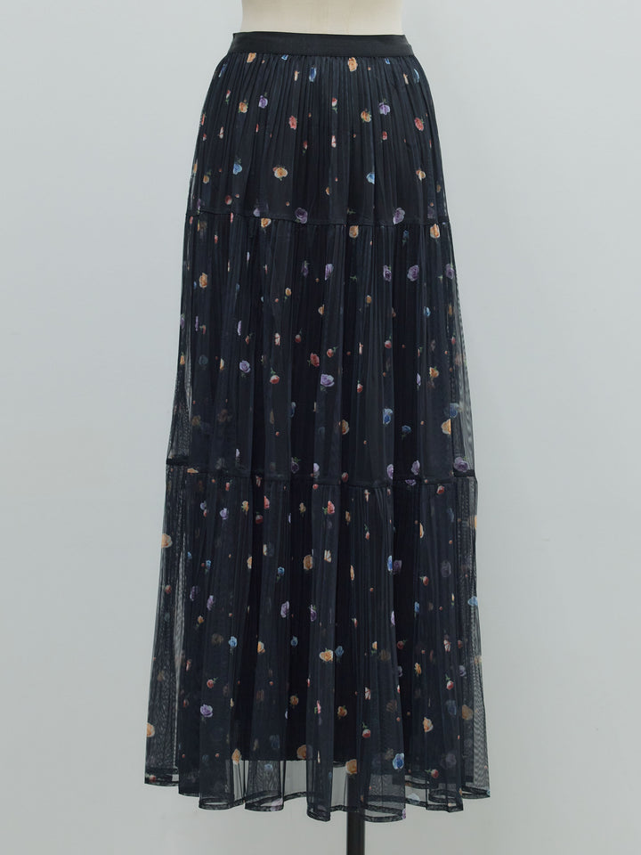 ヴィンテージ柄シアーティアードスカート