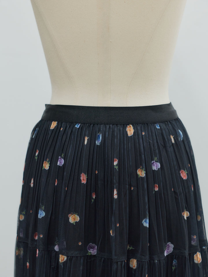 ヴィンテージ柄シアーティアードスカート