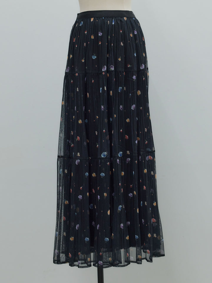 ヴィンテージ柄シアーティアードスカート