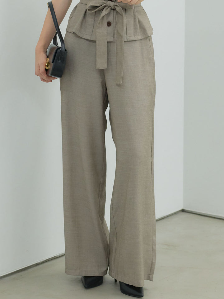 リネンブレンドストレートワイドパンツ