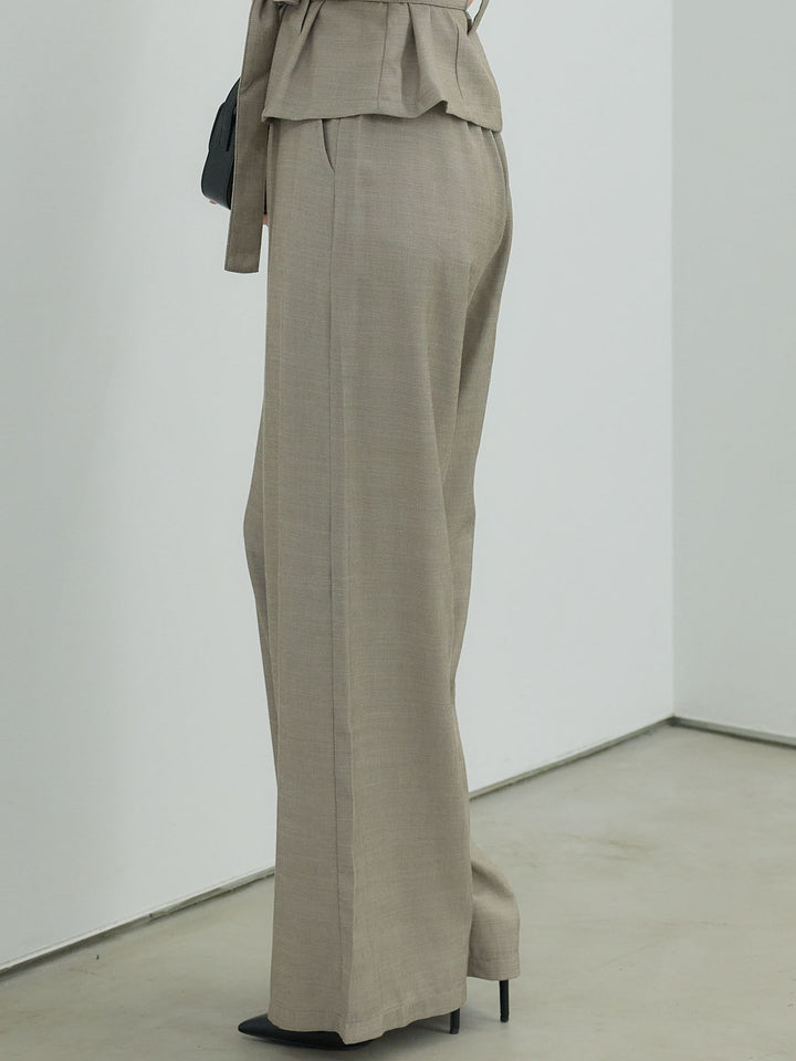 リネンブレンドストレートワイドパンツ