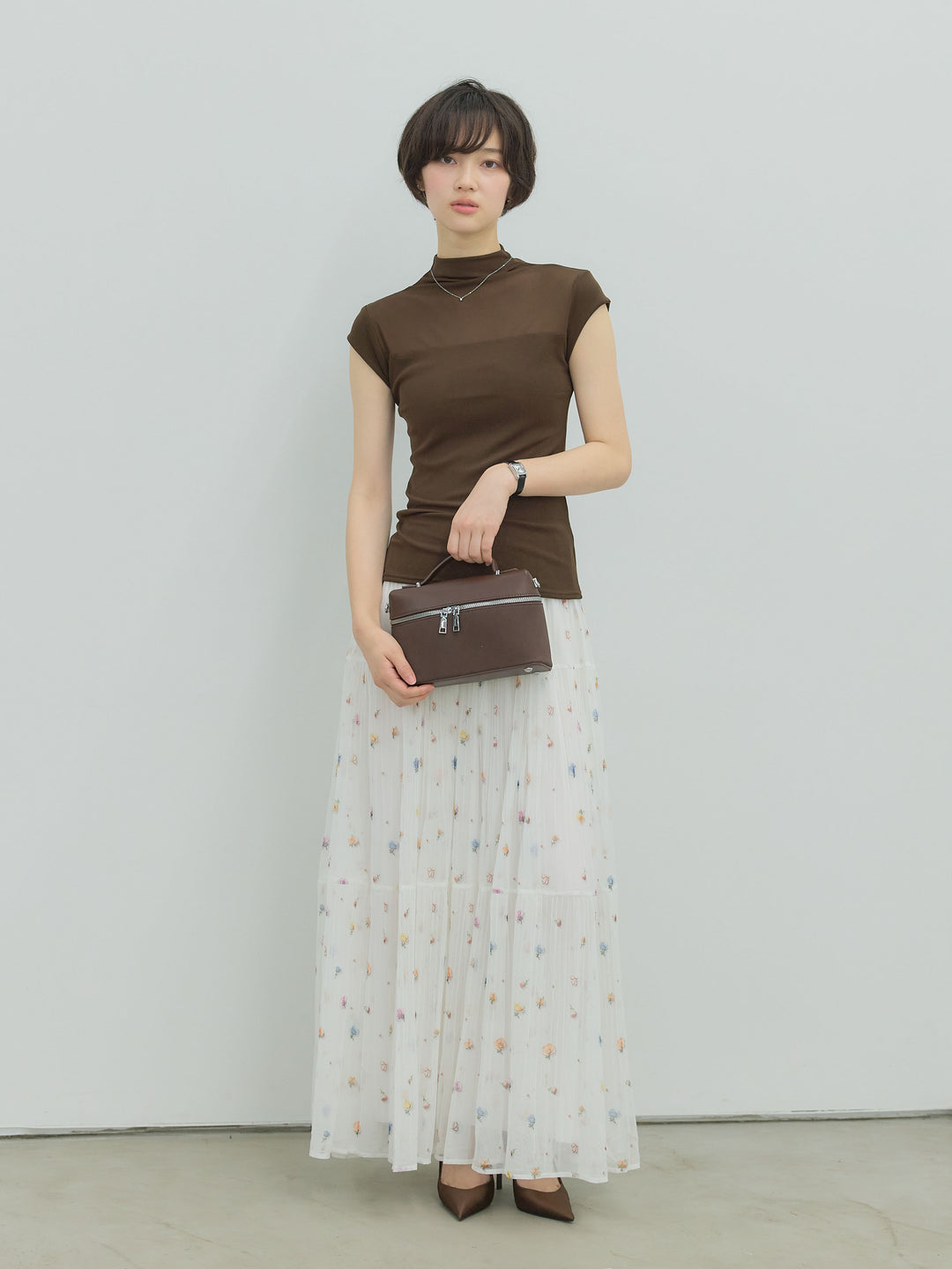 ヴィンテージ柄シアーティアードスカート