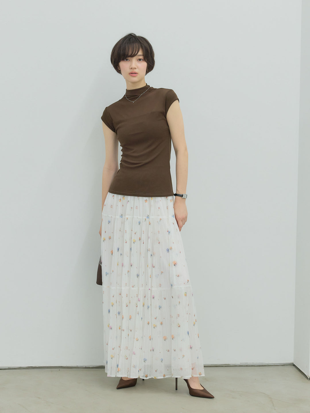 ヴィンテージ柄シアーティアードスカート