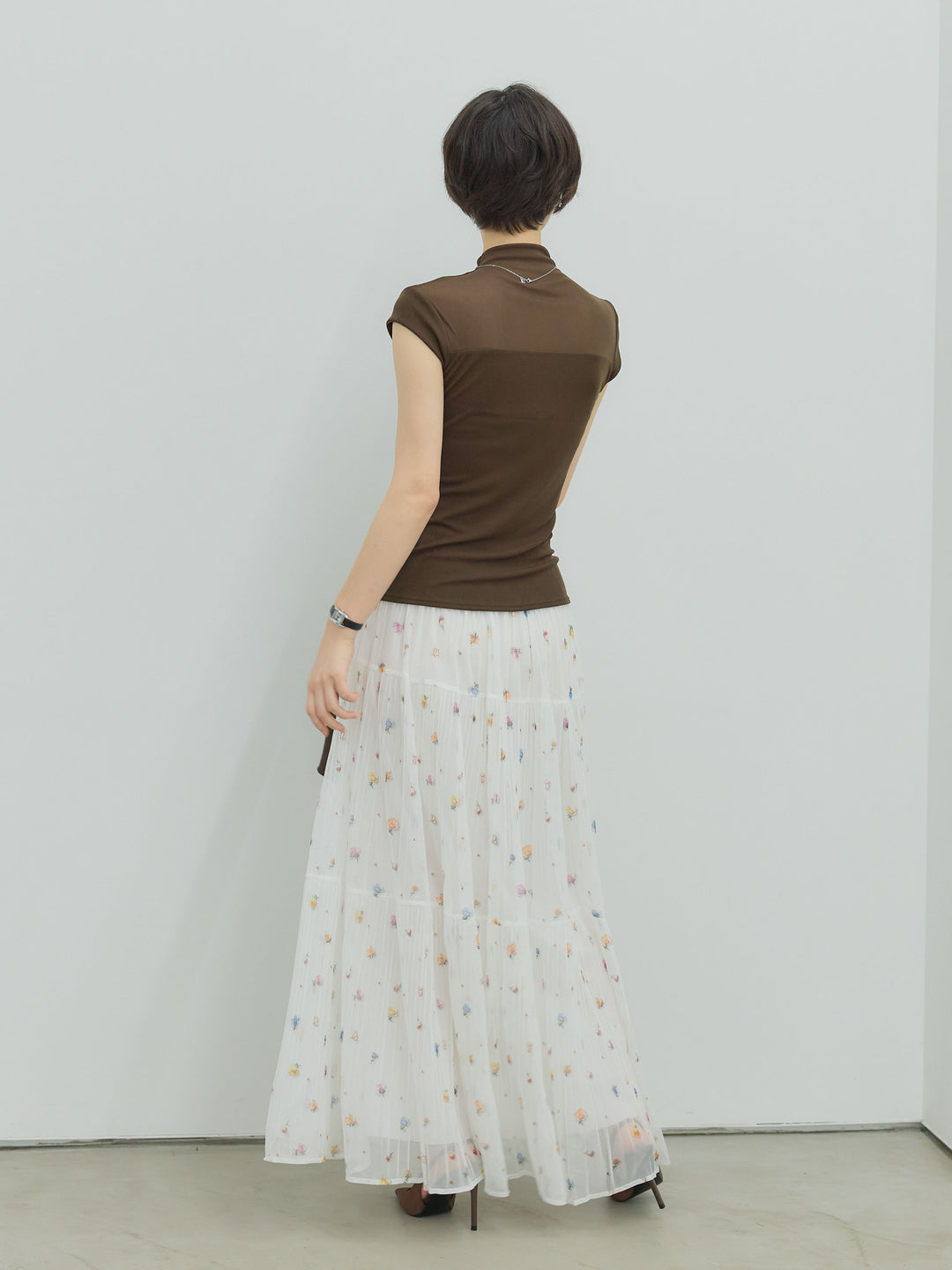 ヴィンテージ柄シアーティアードスカート