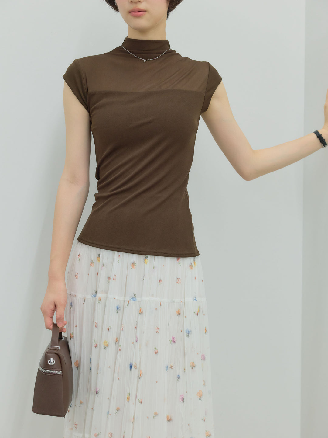 ヴィンテージ柄シアーティアードスカート