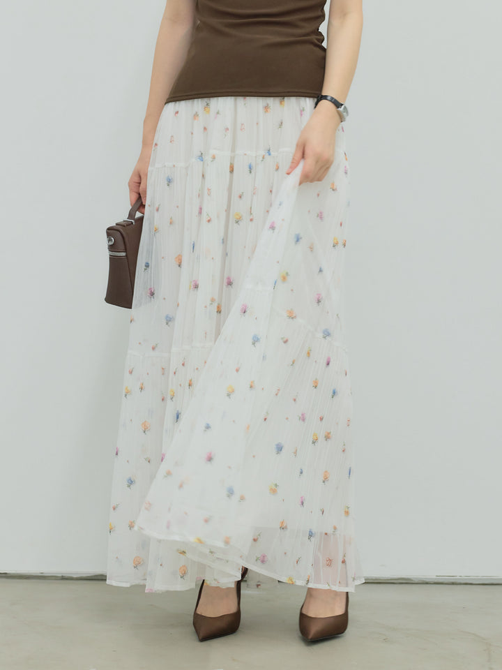 ヴィンテージ柄シアーティアードスカート