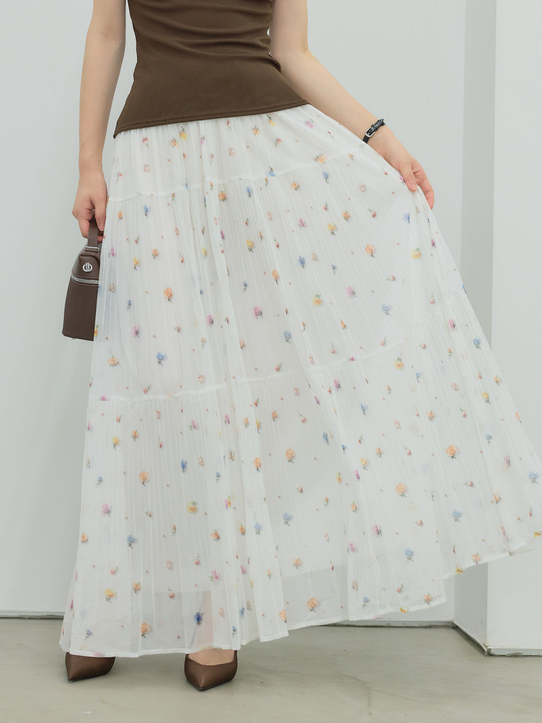 ヴィンテージ柄シアーティアードスカート