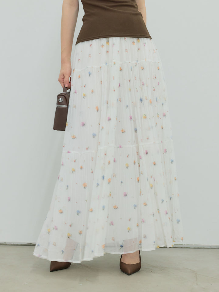ヴィンテージ柄シアーティアードスカート