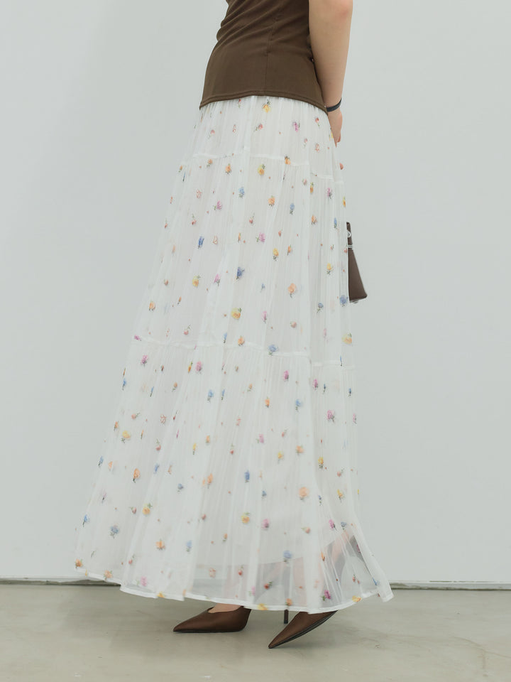 ヴィンテージ柄シアーティアードスカート