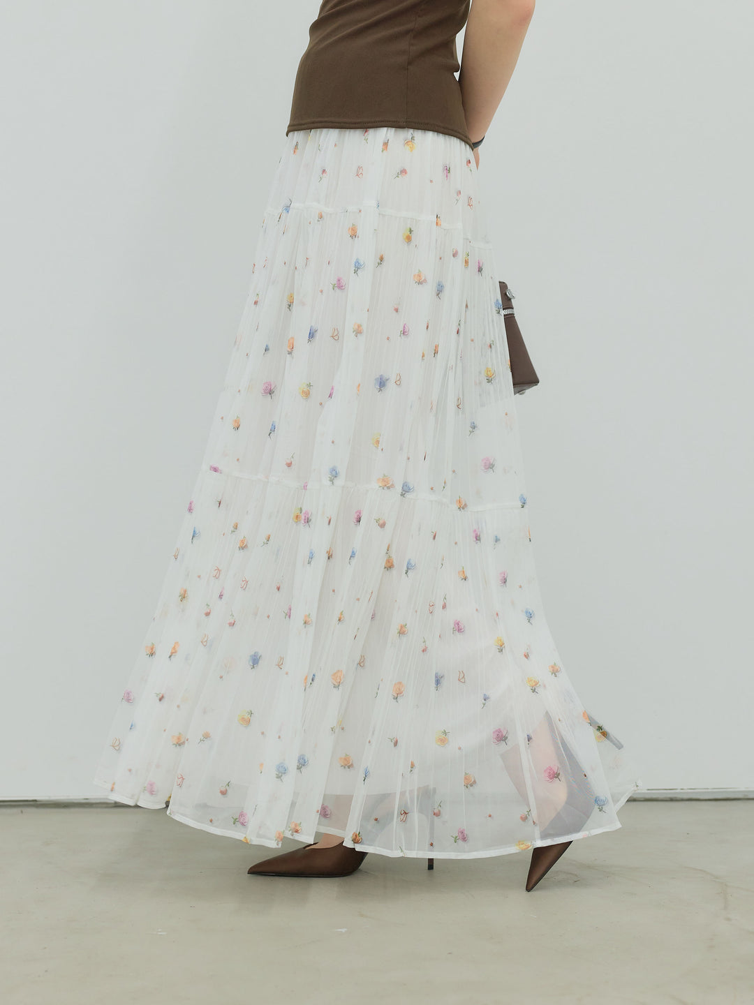 ヴィンテージ柄シアーティアードスカート