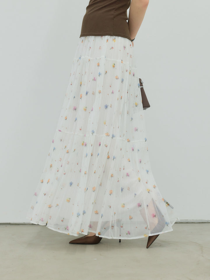 ヴィンテージ柄シアーティアードスカート