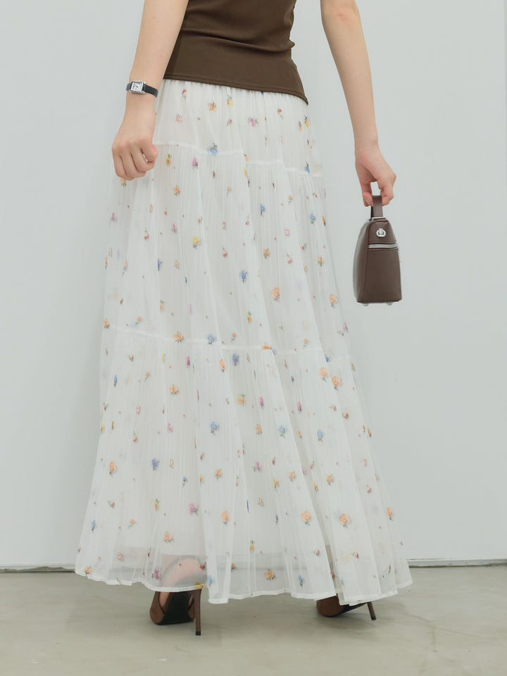 ヴィンテージ柄シアーティアードスカート