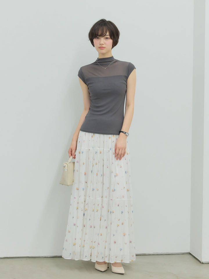 ヴィンテージ柄シアーティアードスカート