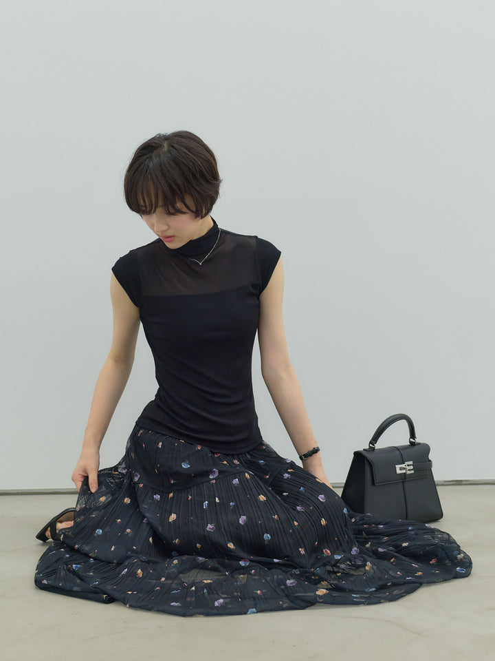 ヴィンテージ柄シアーティアードスカート