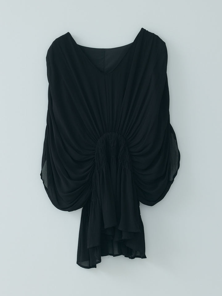 Vネックシャーリングシアーブラウス