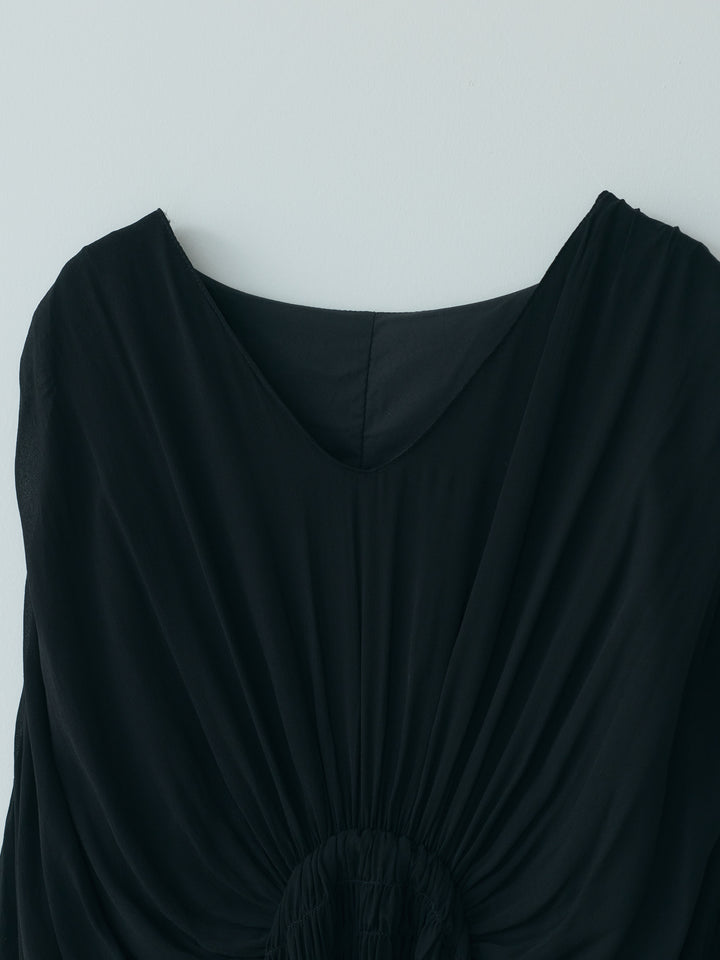 Vネックシャーリングシアーブラウス