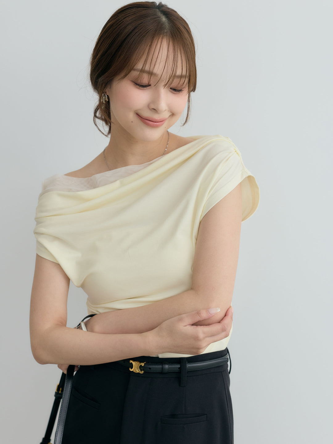 【SET】チュールドッキングドレープカットソー+【Essential】Authentic pencil skrt(2set)
