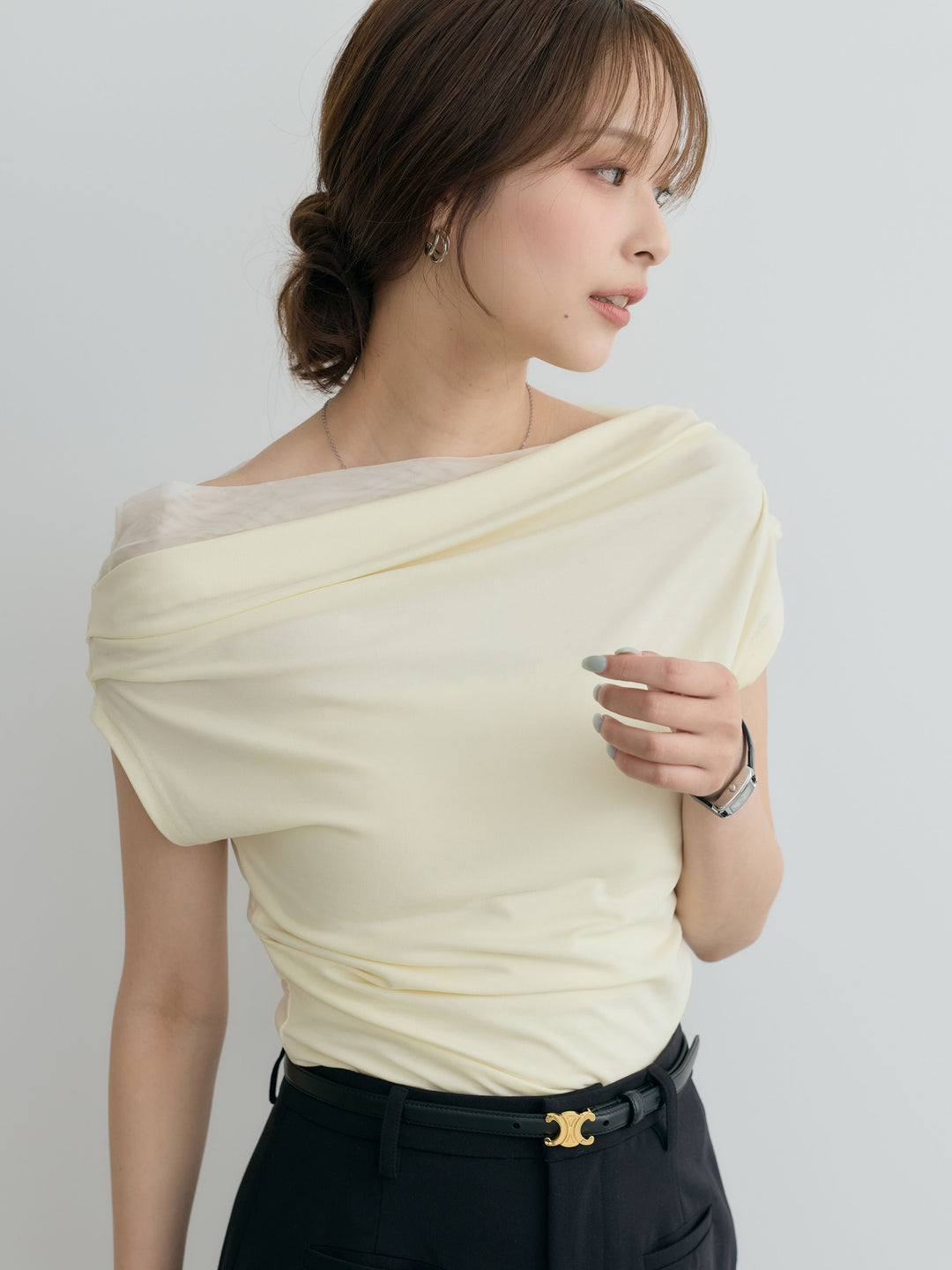 【SET】チュールドッキングドレープカットソー+チュールドッキングドレープカットソー(2set)