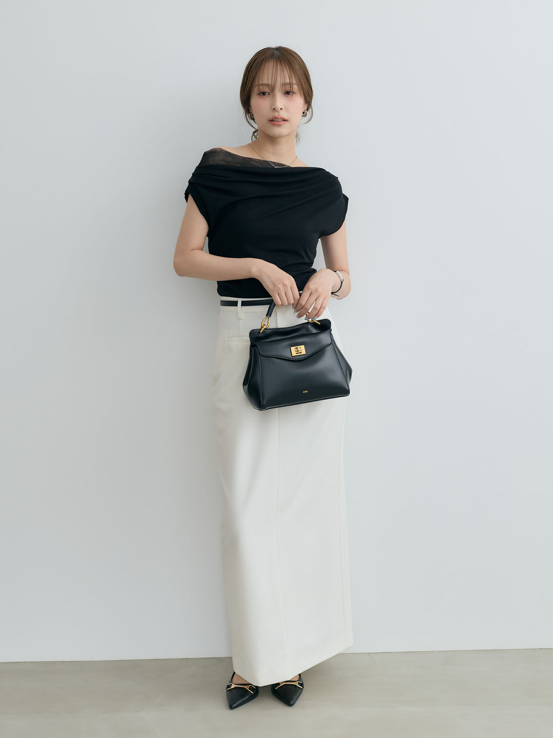 【SET】チュールドッキングドレープカットソー+チュールドッキングドレープカットソー(2set)