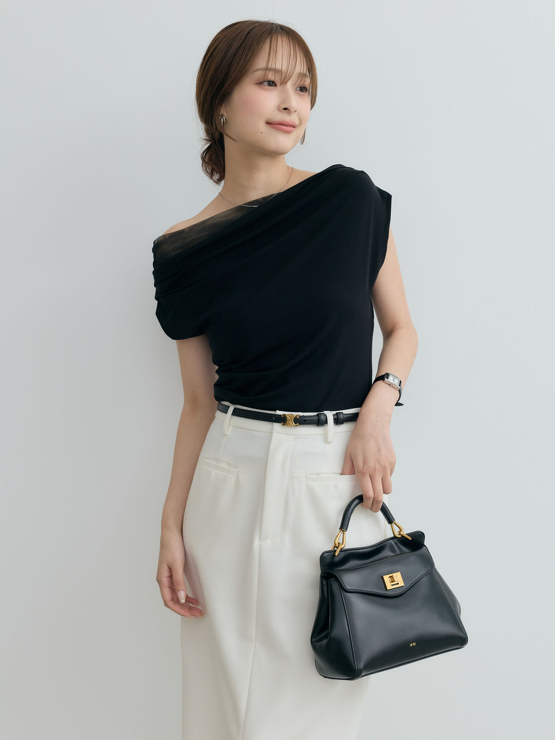【SET】チュールドッキングドレープカットソー+【Essential】Authentic pencil skrt(2set)