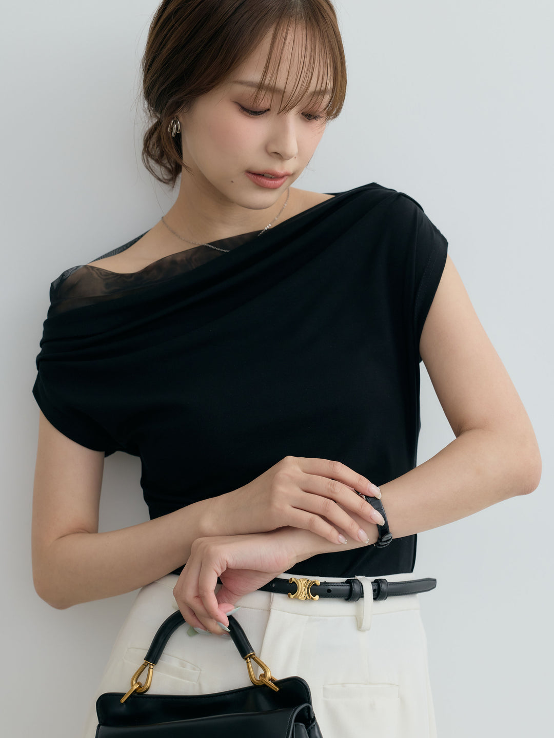 【SET】チュールドッキングドレープカットソー+【Essential】Authentic pencil skrt(2set)