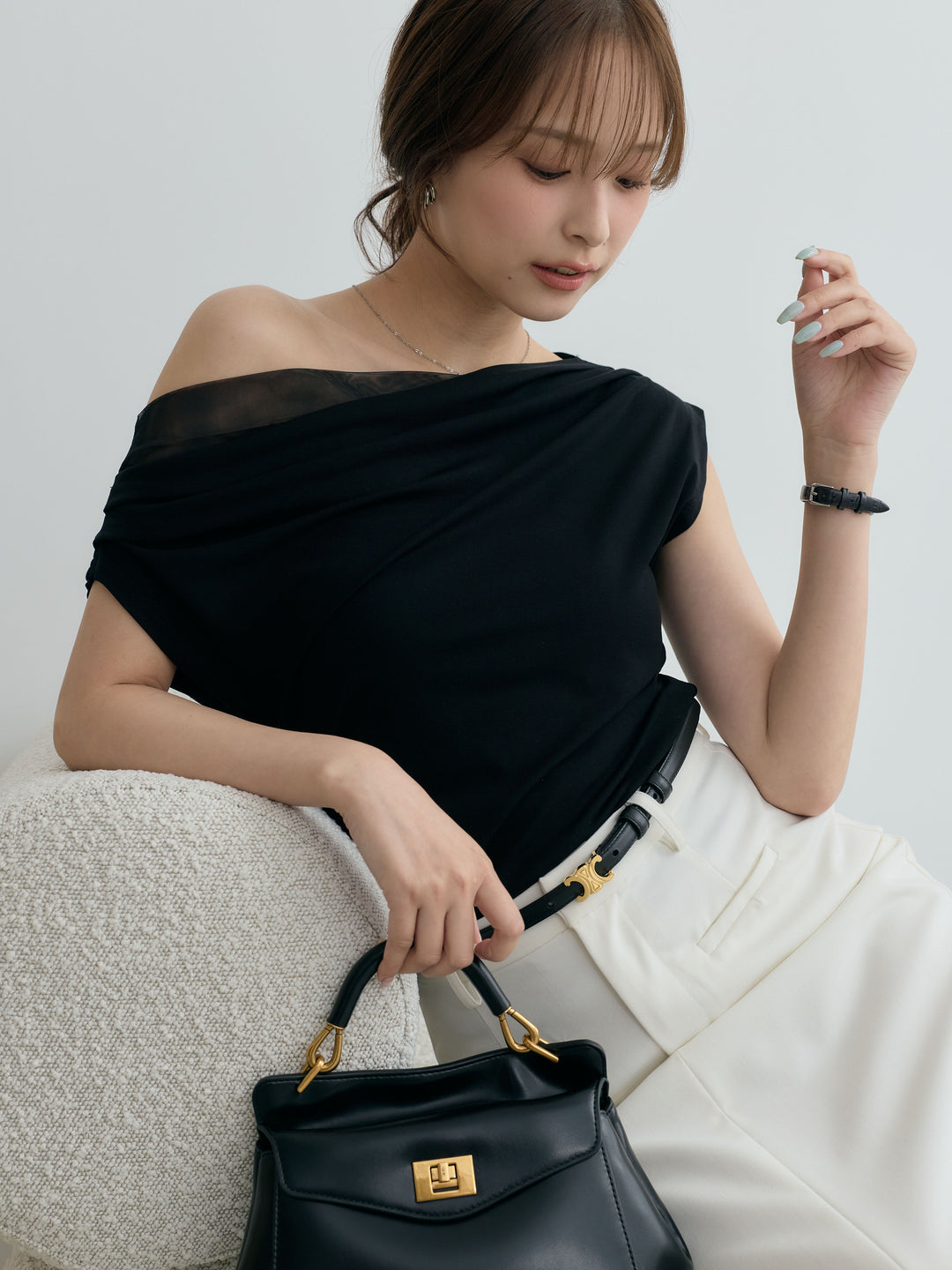 【SET】チュールドッキングドレープカットソー+チュールドッキングドレープカットソー(2set)