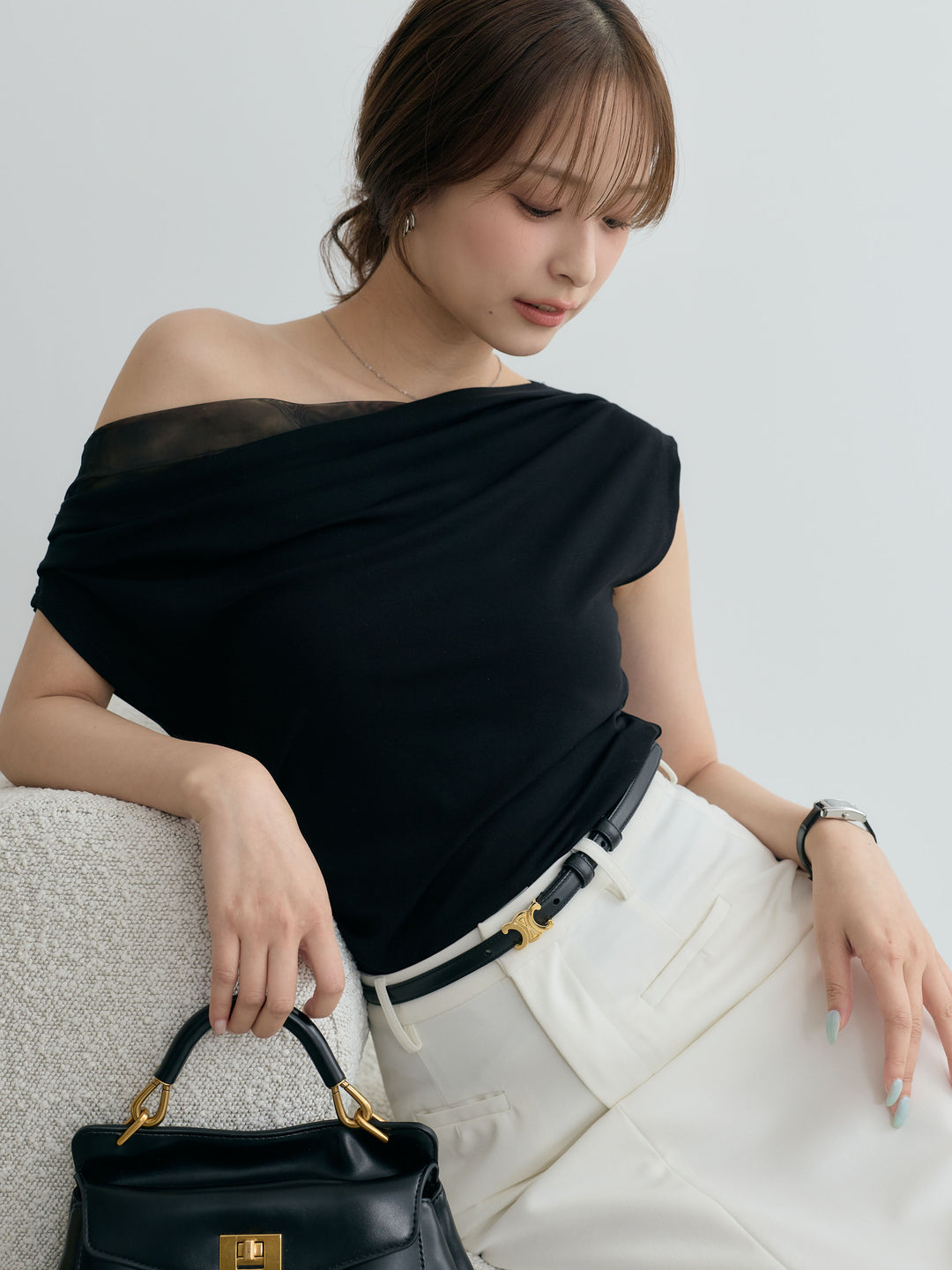 【SET】チュールドッキングドレープカットソー+チュールドッキングドレープカットソー(2set)