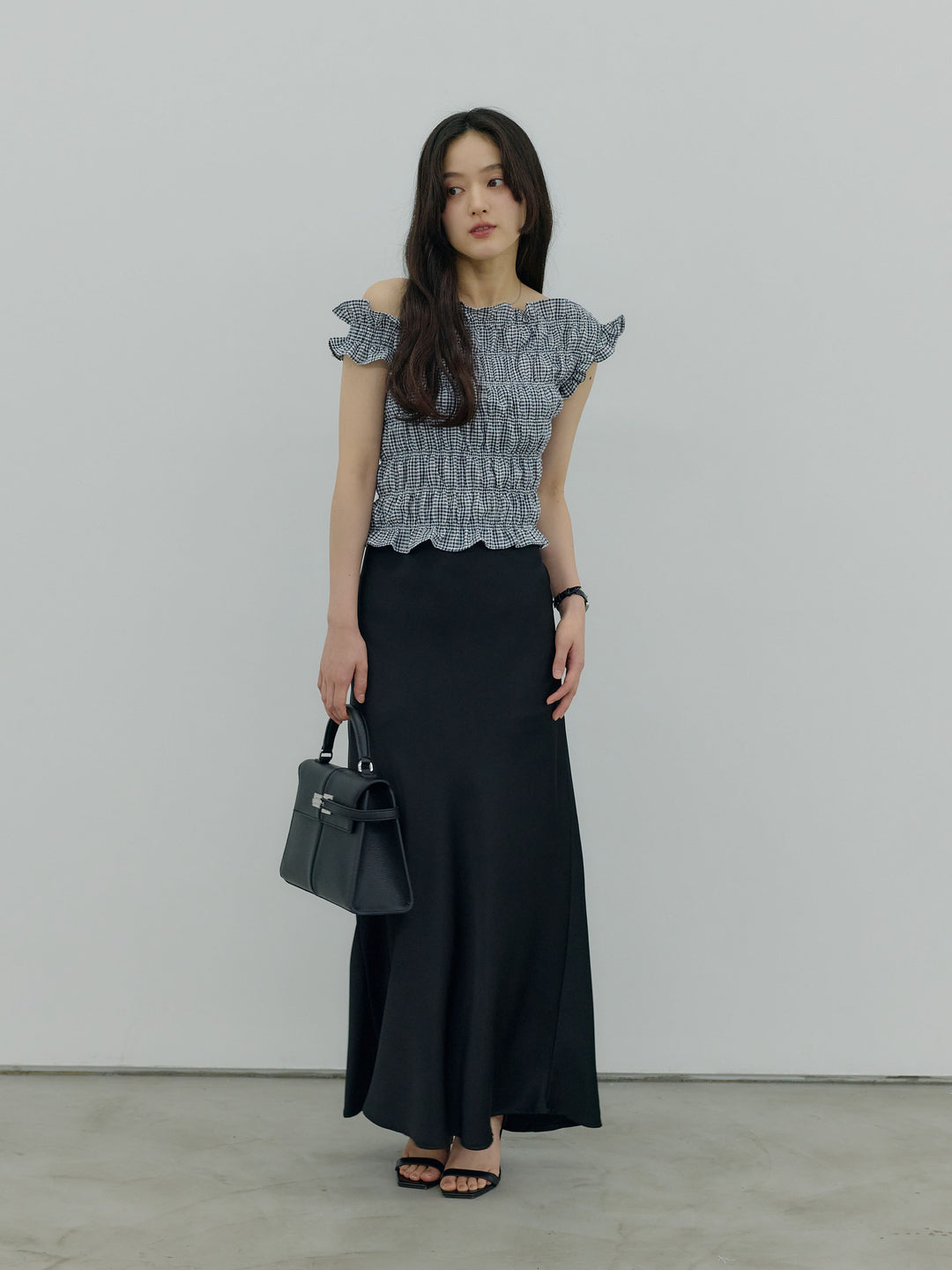 【SET】シャーリングアシメオフショルダーコンパクトトップス+シャーリングアシメオフショルダーコンパクトトップス(2set)