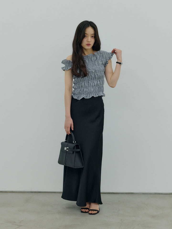 【SET】シャーリングアシメオフショルダーコンパクトトップス+シャーリングアシメオフショルダーコンパクトトップス(2set)
