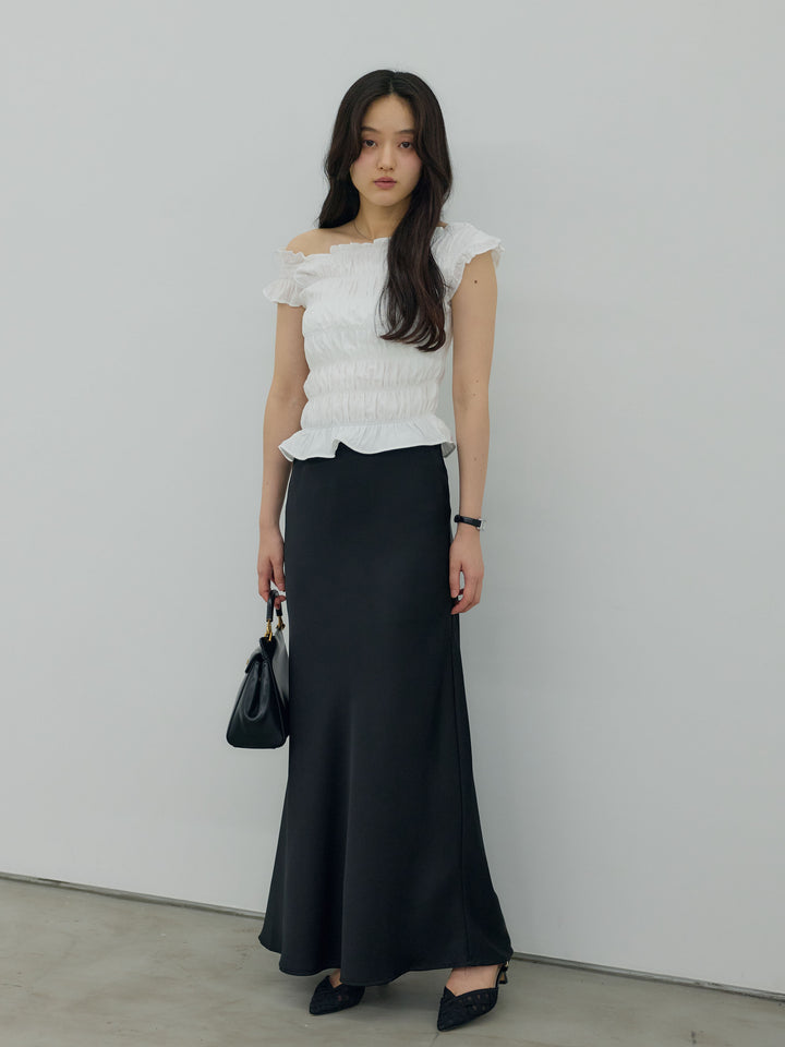 【SET】シャーリングアシメオフショルダーコンパクトトップス+シャーリングアシメオフショルダーコンパクトトップス(2set)