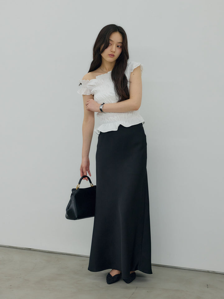 【SET】シャーリングアシメオフショルダーコンパクトトップス+シャーリングアシメオフショルダーコンパクトトップス(2set)