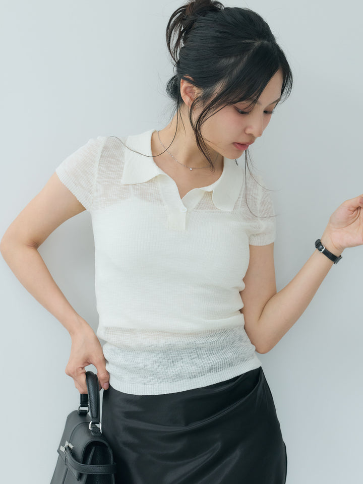 サイドタックデザインヘビーサテンスカート