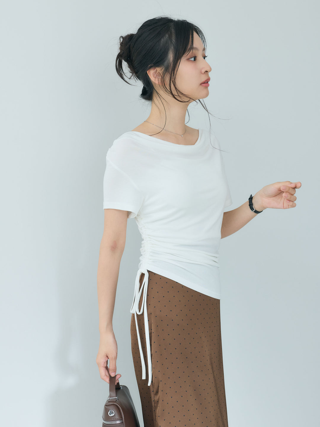 裾レースドットサテンナロースカート