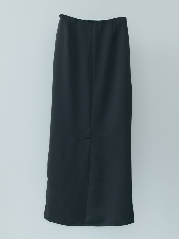 【Essential】Satin I line back slit skirt