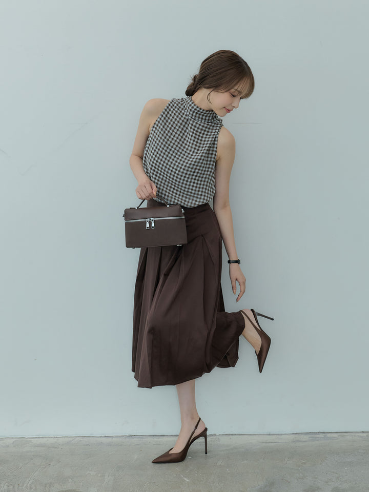 サテンタックプリーツミディスカート