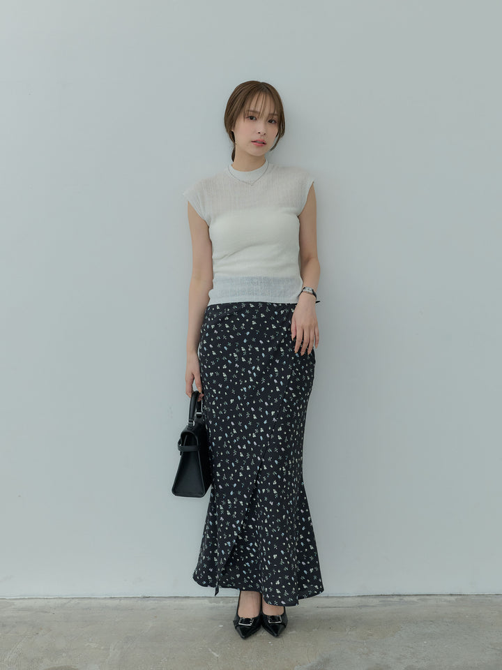 【SET】プチハイネックフレンチスリーブソフトニットトップス+プチハイネックフレンチスリーブソフトニットトップス(2set)