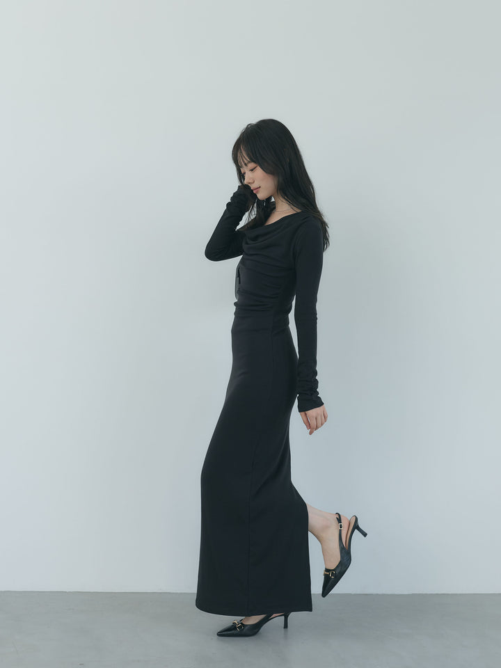 【Essential】Drape soft touch fit one piece