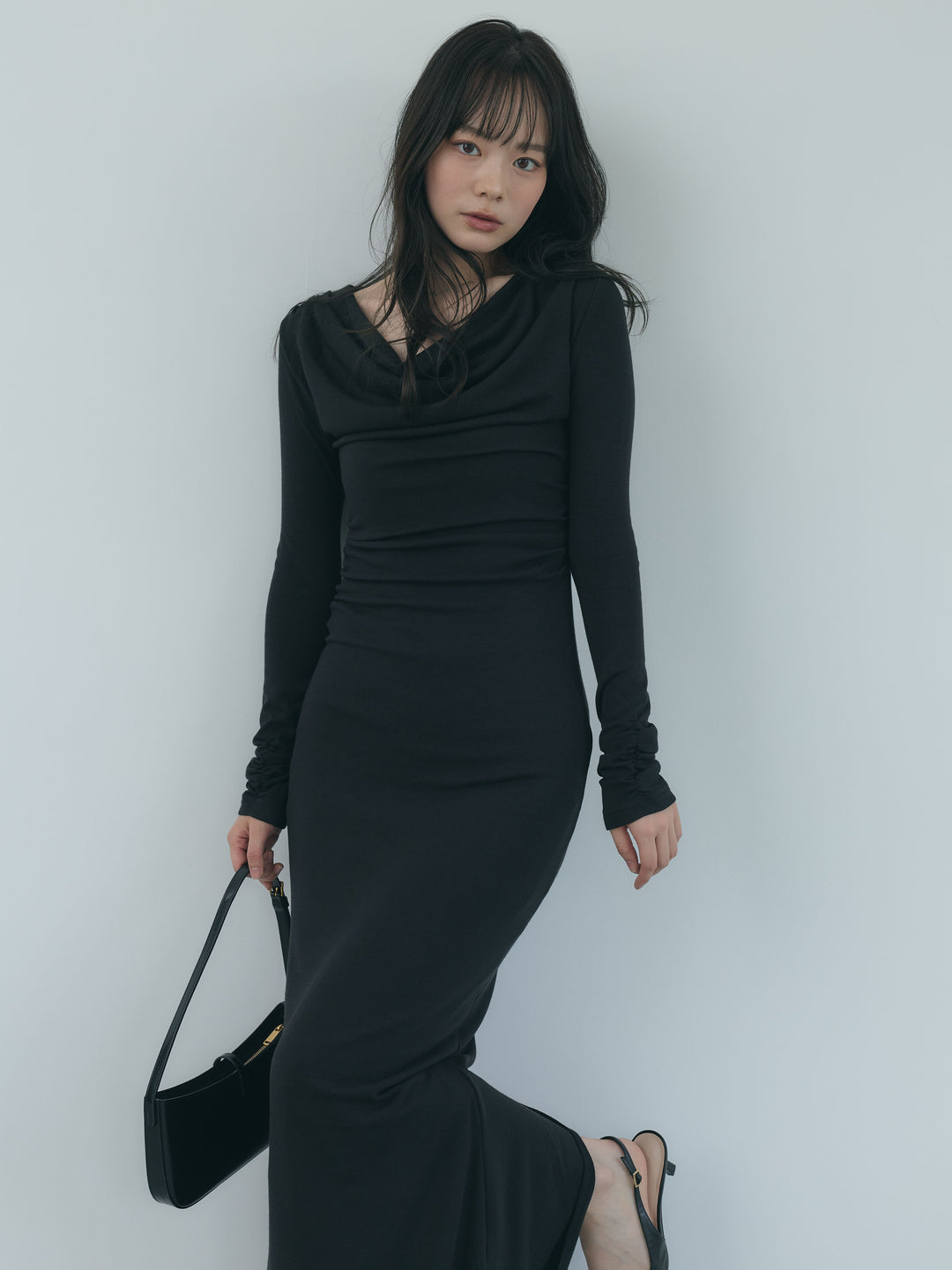 【Essential】Drape soft touch fit one piece