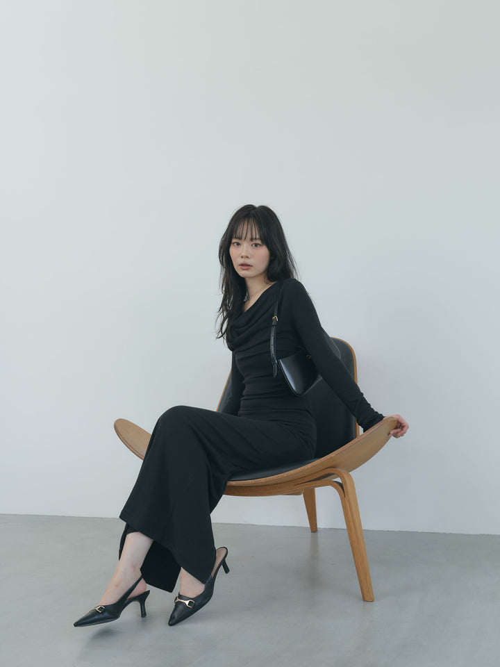 【Essential】Drape soft touch fit one piece