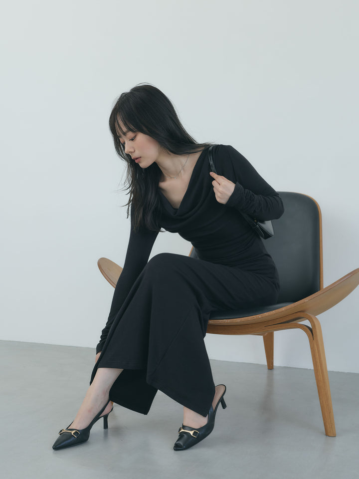 【Essential】Drape soft touch fit one piece