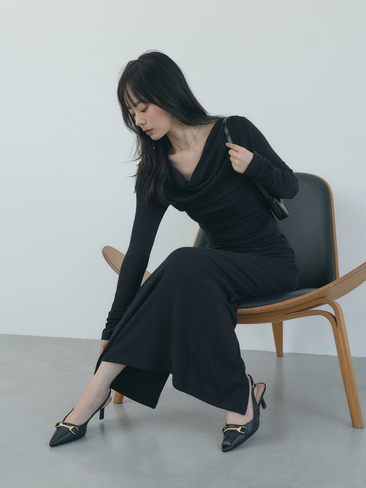 【Essential】Drape soft touch fit one piece