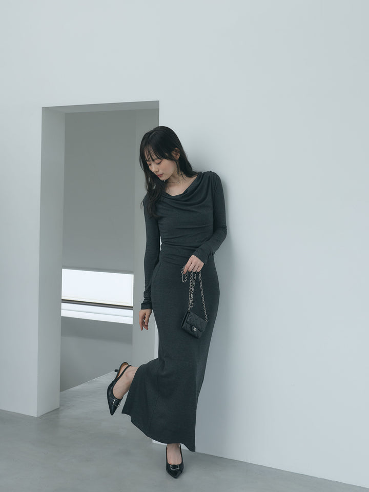 【Essential】Drape soft touch fit one piece