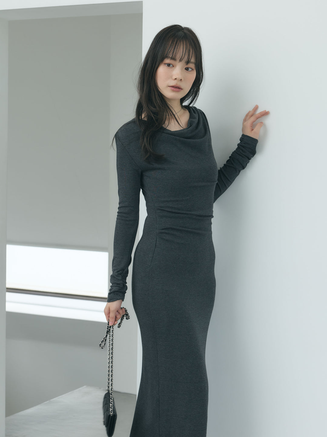 【Essential】Drape soft touch fit one piece