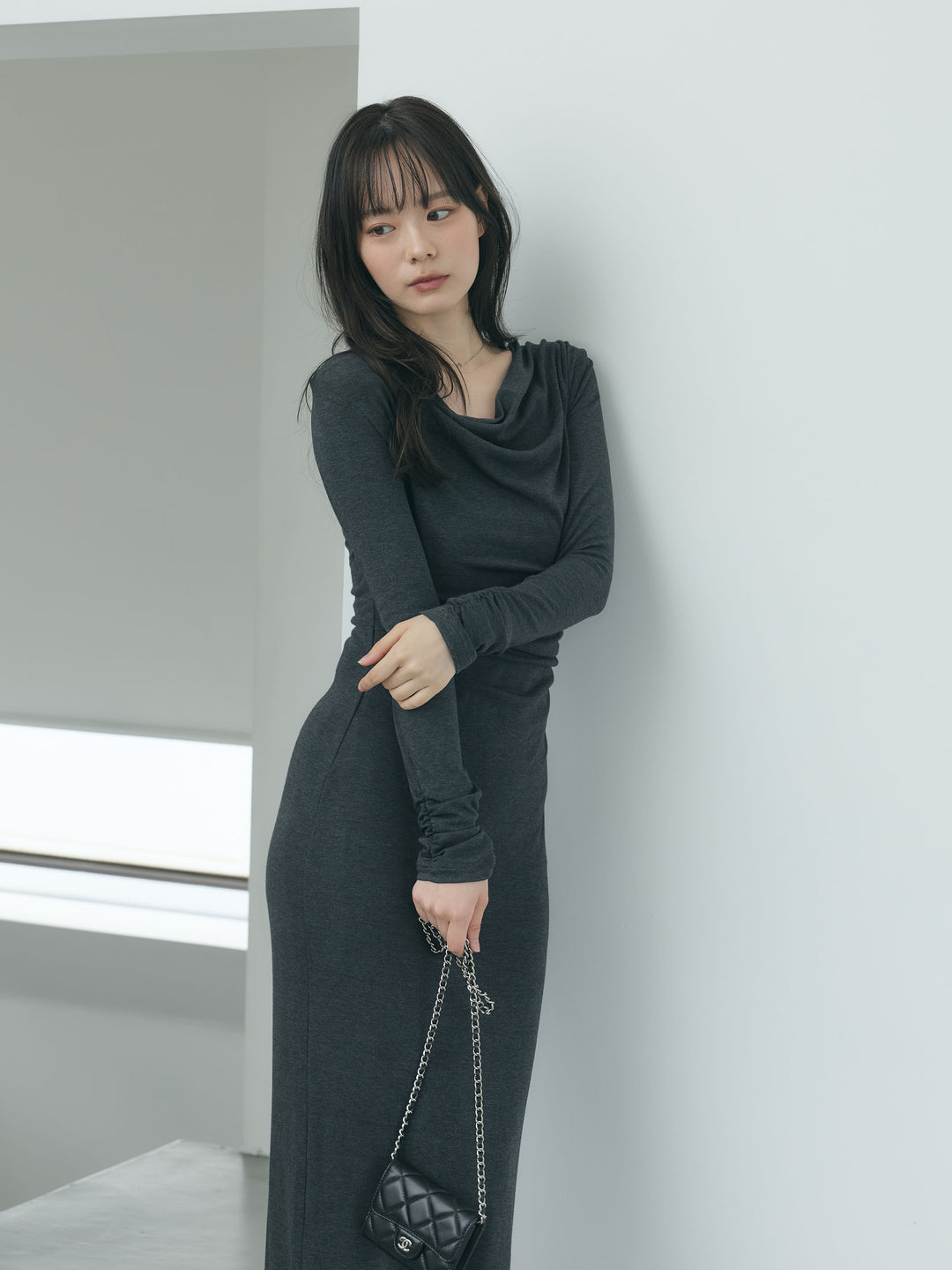 【Essential】Drape soft touch fit one piece