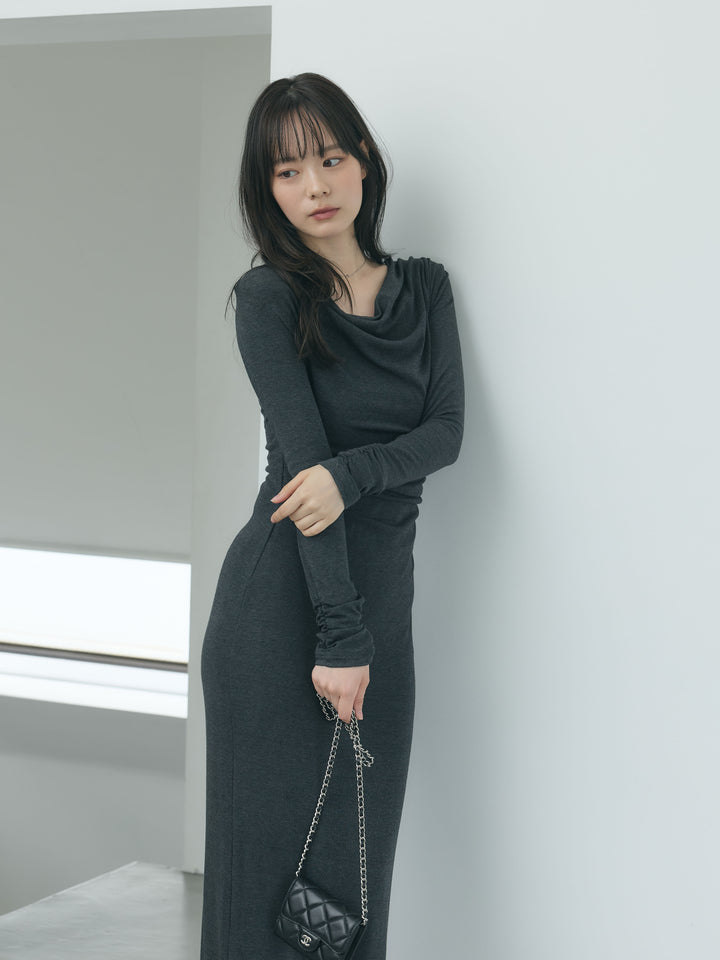 【Essential】Drape soft touch fit one piece