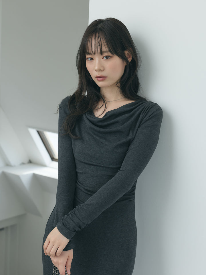 【Essential】Drape soft touch fit one piece